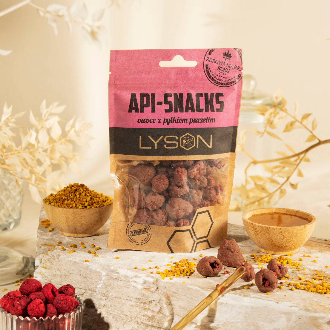 Api Snacks Bringebær - i melkesjokolade med pudder 50g