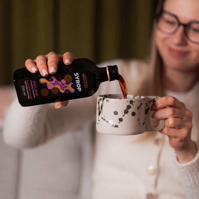 Raspberry syrup with inulin and honey