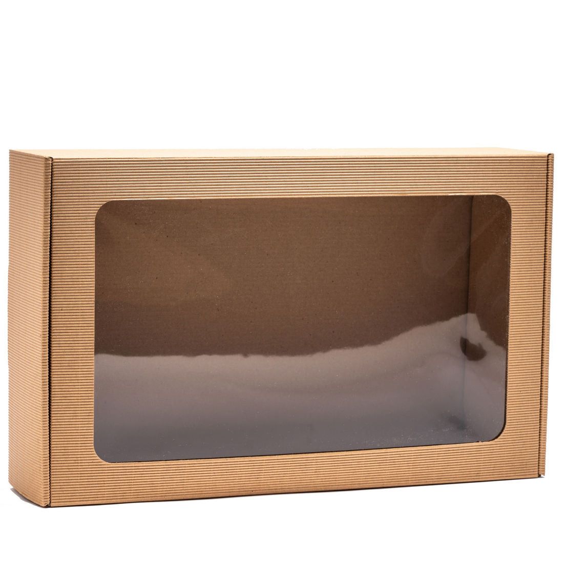 Pappemballasje 400x250x100 - riflet papp med vindu