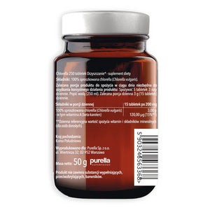 CHLORELLA rensende kosttilskudd 250 tabletter Purella SUPERSUPLEMENTS