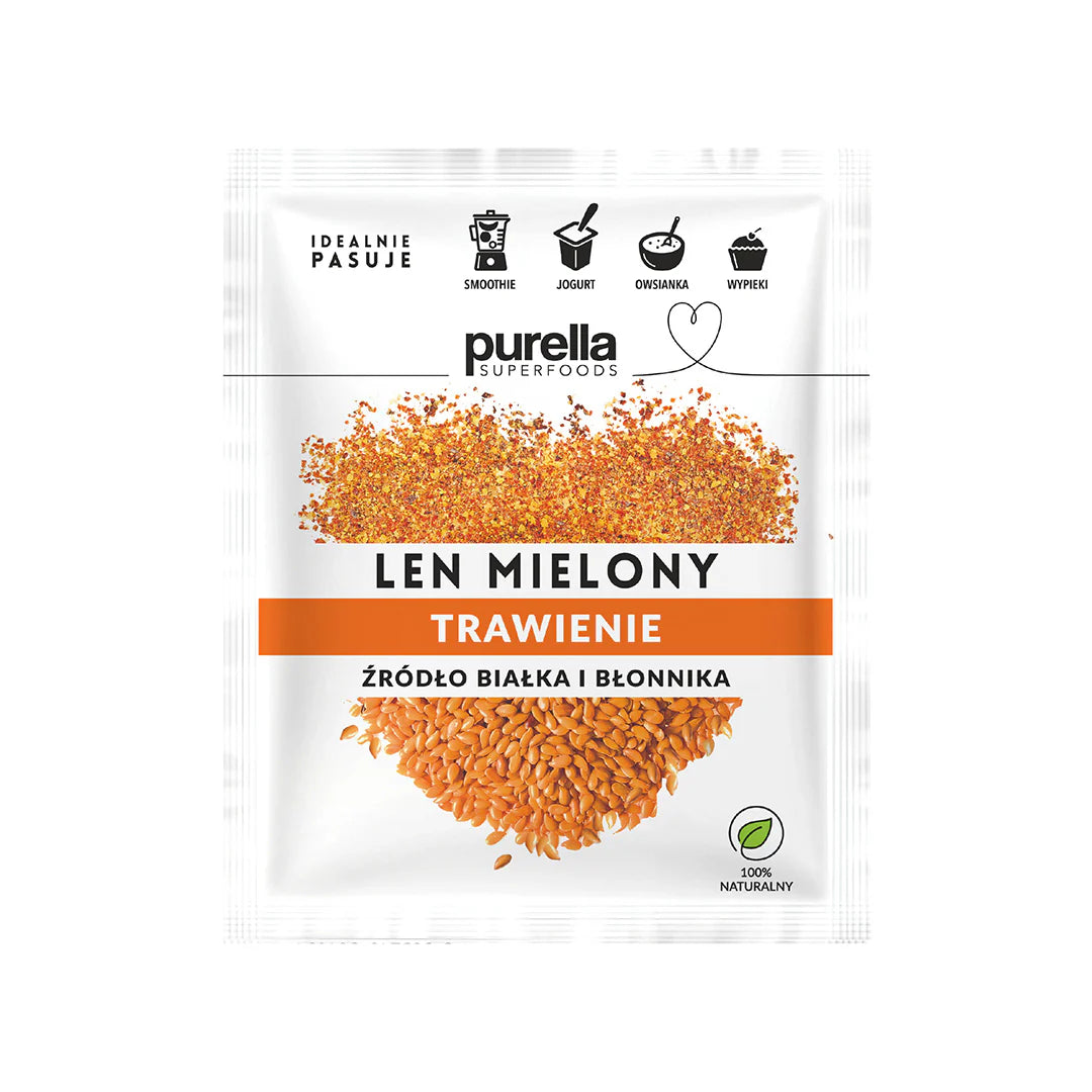 Avfettet malt linfrø 180 g Purella