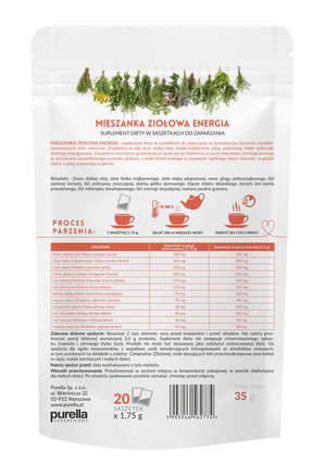 Urteblanding for energi 35 g (20 poser x 1,75 g) Purella SUPERHERBS