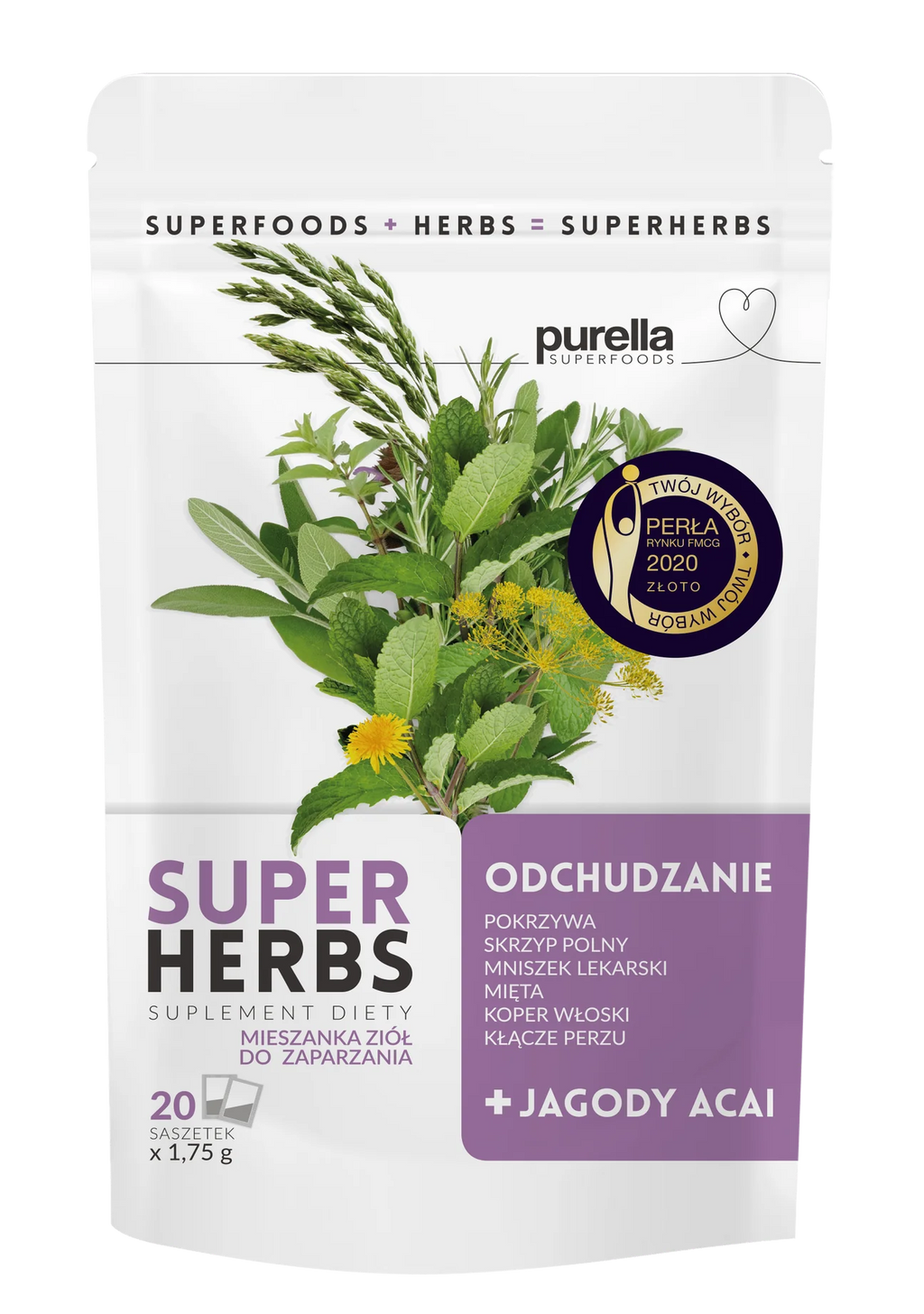 Slankende urteblanding 35 g (20 poser x 1,75 g) Purella SUPERHERBS