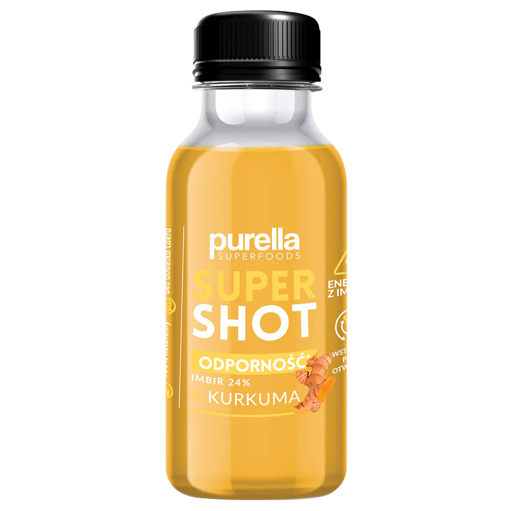 Naturlig ingefærdrikk med gurkemeie for immunitet 100 ml Purella SuperShot Immunitet
