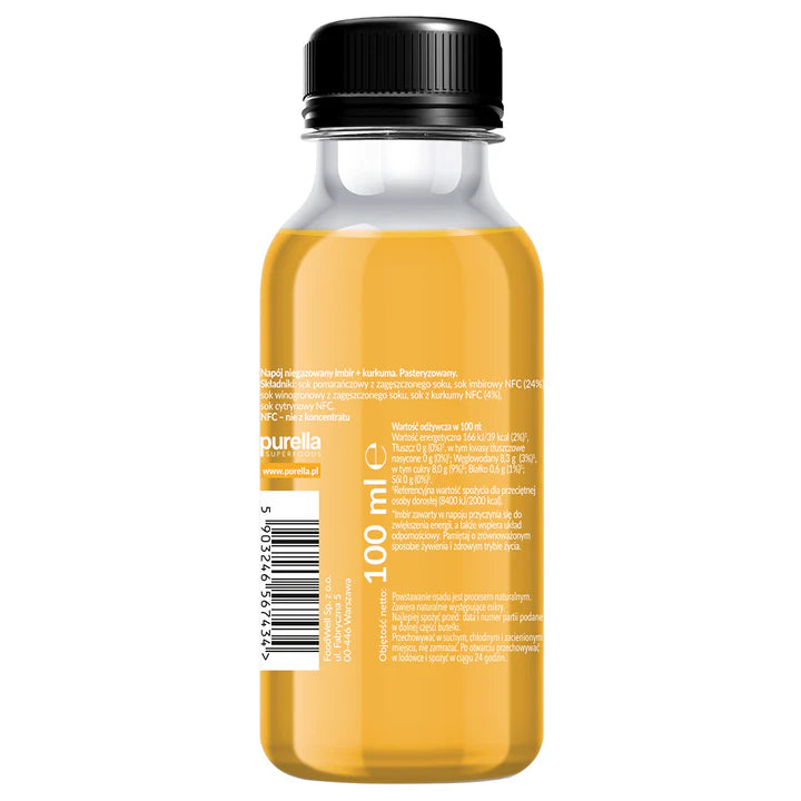 Naturlig ingefærdrikk med gurkemeie for immunitet 100 ml Purella SuperShot Immunitet