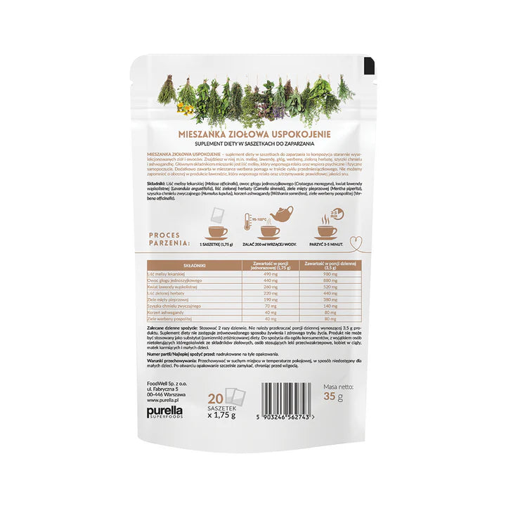 Beroligende urteblanding 35 g (20 poser x 1,75 g) Purella SuperHerbs