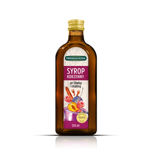 Spicy syrup with plum and raspberry