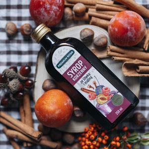 Spicy syrup with plum and raspberry