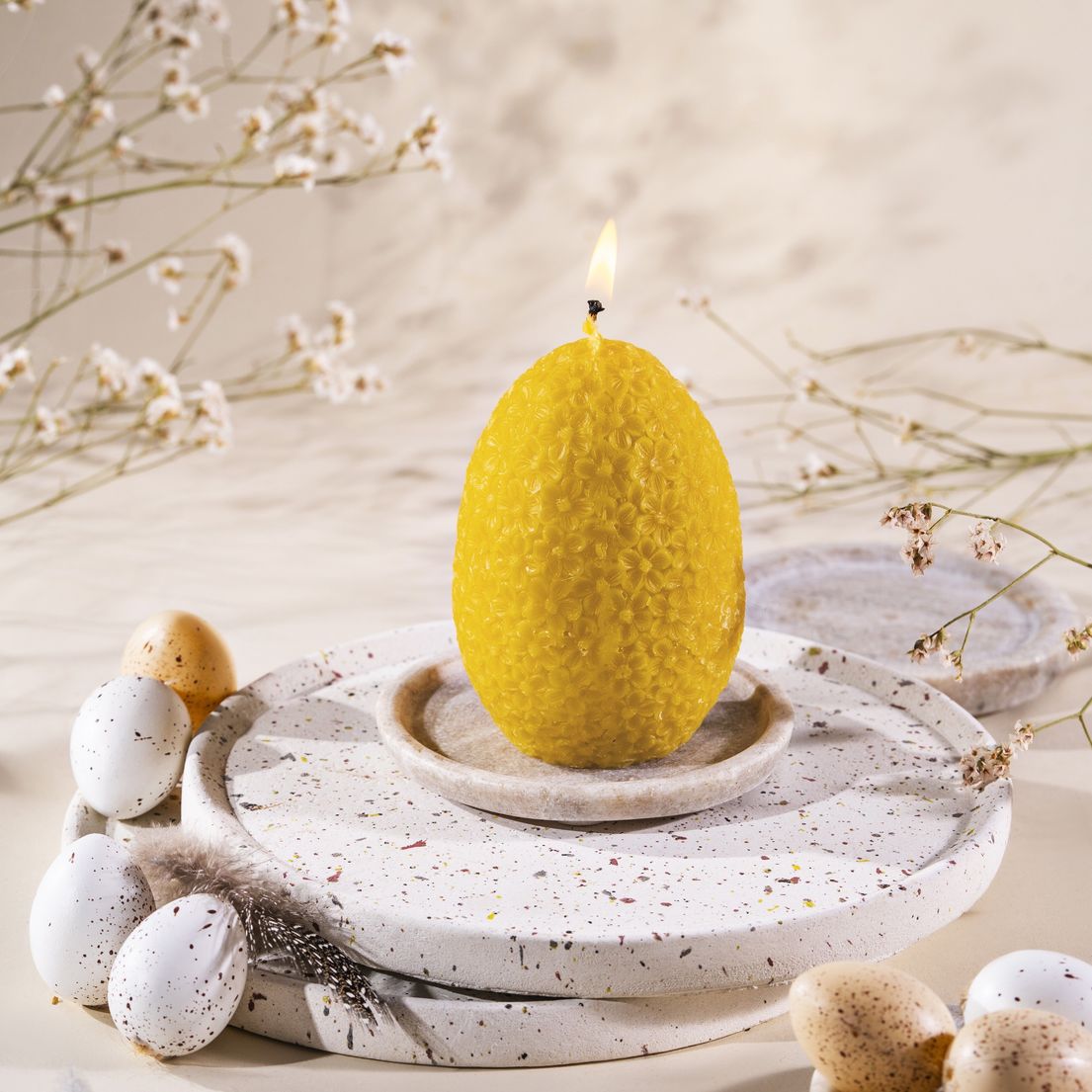 Bivokslys - egg med blomster stort
